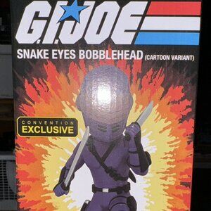 8" ICON HEROES G.I. Joe Snake Eyes Cartoon Variant SDCC Bobblehead New in Box!